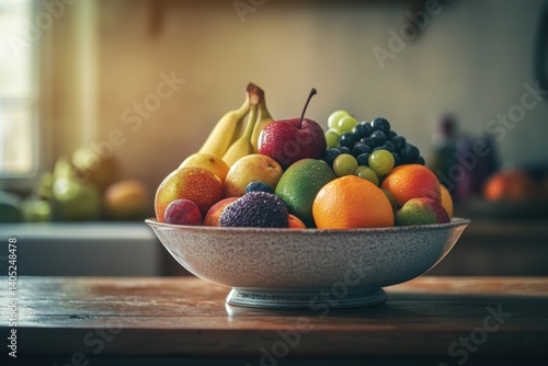 Obraz na płótnie Colorful fruit bowl brimming with assorted produce. w salonie