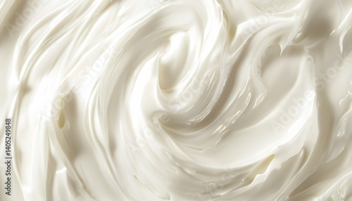 Creamy swirl texture of white whipped cream or lotion close-up