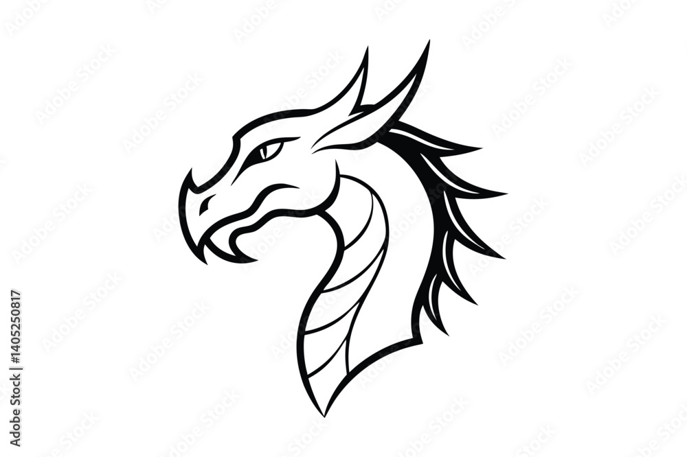 Obraz premium Dragon Head Silhouette Fierce and Mythical Design