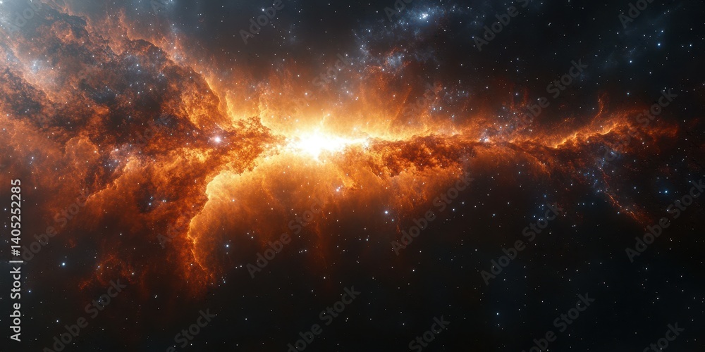 Fototapeta premium Stunning cosmic cloud of gas and dust illuminated by stars in a distant galaxy