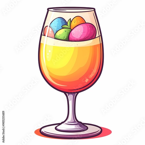 Colorful Easter Cocktail - Vibrant Party Drink with Festive Eggs for Spring Celebration photo