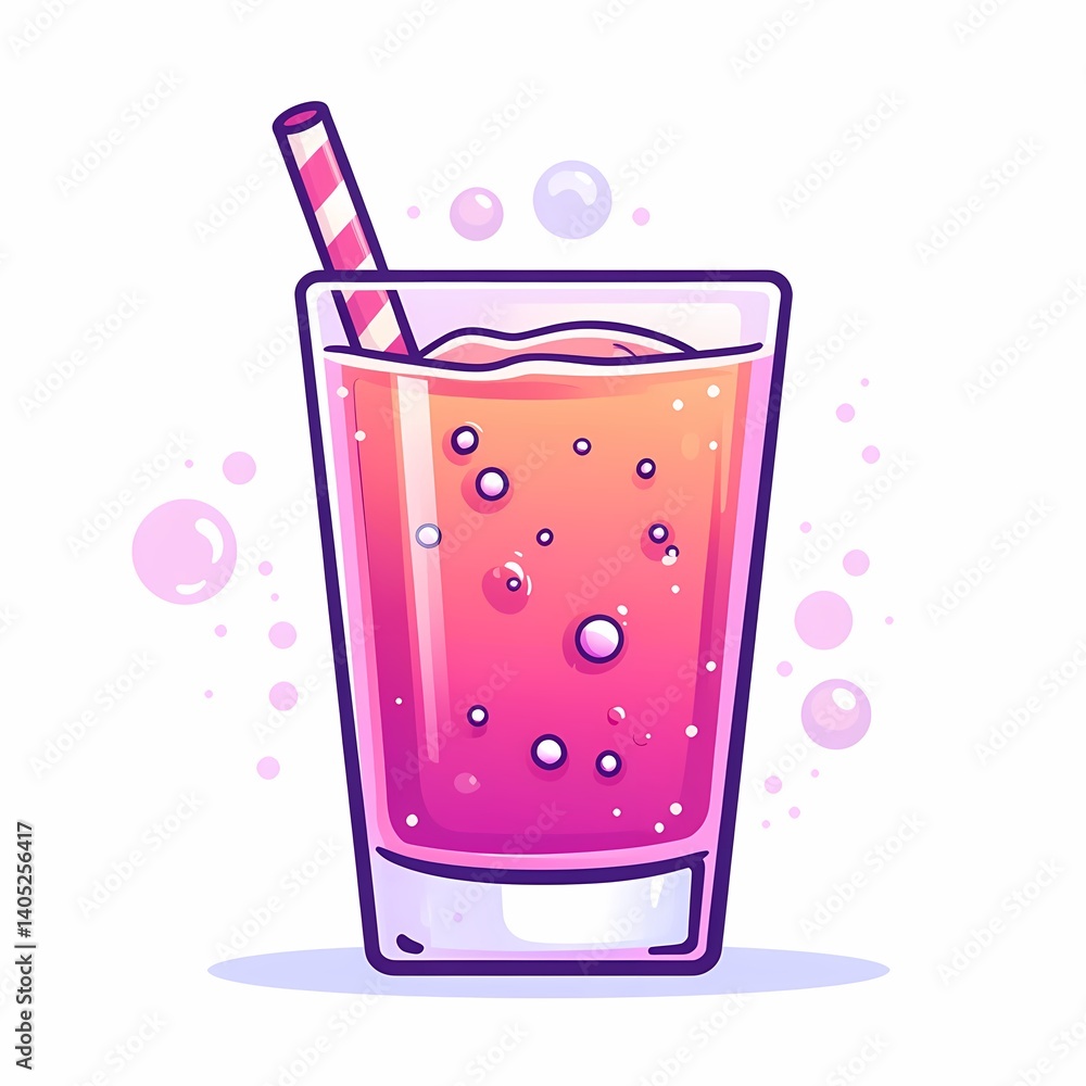 Pink Refreshing Summer Cocktail Beverage in Illustrative Vibrant Design. Perfect for Mocktail Parties Pink Refreshing Summer Cocktail Beverage in Illustrative Vibrant Design. Perfect for Mocktail Parties