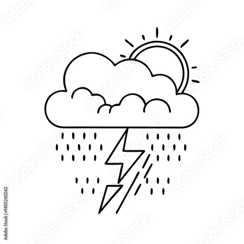 Cloud with lightning icon, stress, anxiety and panic attack theme for mental health awareness