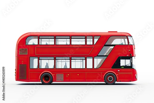 Flawless Visual of Red Double Decker Bus on White Background