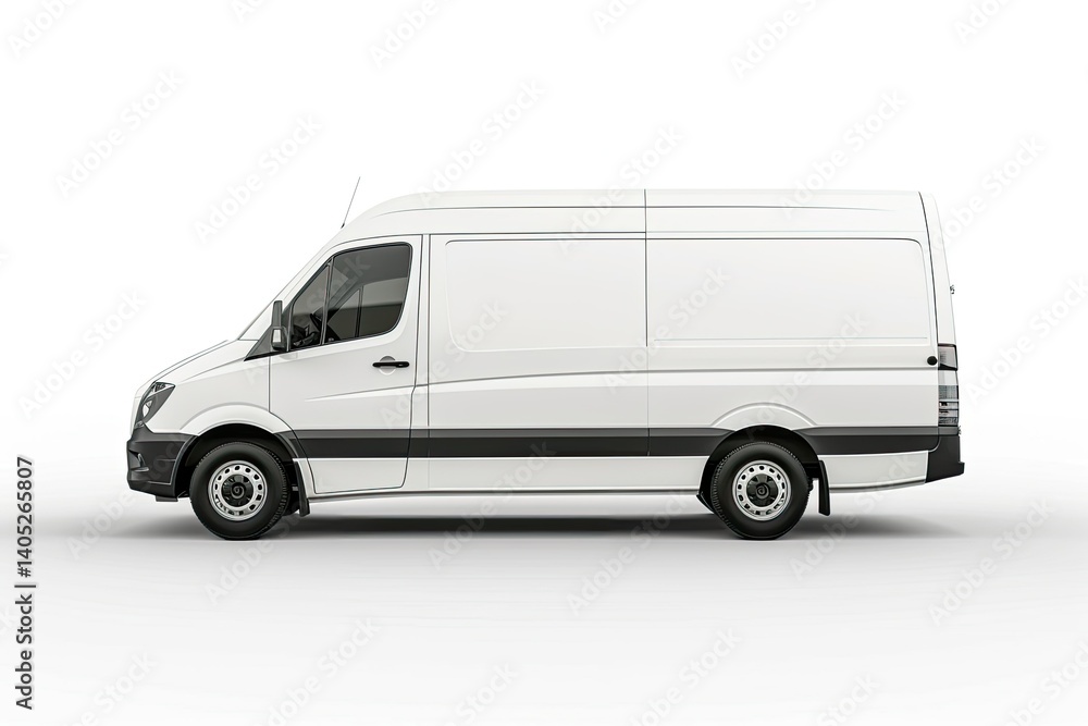 Detailed Color Picture of White Delivery Van on White Background Isolated Detailed Color Picture of White Delivery Van on White Background Isolated