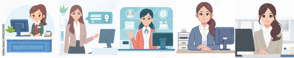 Vector of a female bank teller. Vector of a female bank teller.