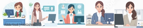 Vector of a female bank teller.