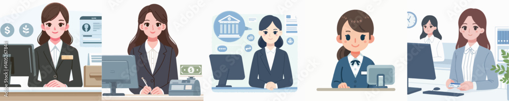 Vector of a female bank teller. Vector of a female bank teller.