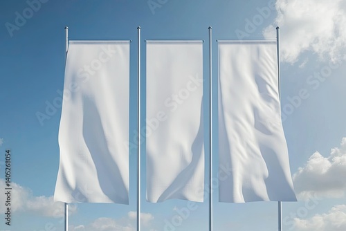 Premium Quality Image of Three Vertical Flags Mockup Design