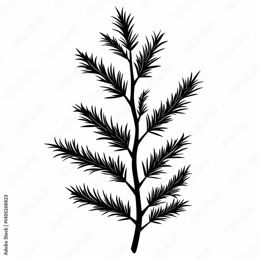 Nature-Inspired Botanical Silhouette. Black Leaf and Branch Vector Illustration with Greenery and Foliage for Spring Design Nature-Inspired Botanical Silhouette. Black Leaf and Branch Vector Illustration with Greenery and Foliage for Spring Design