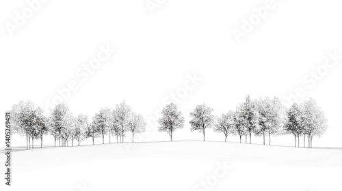 Wallpaper Mural Minimalist side-view architectural CAD illustration of a treeline with clean lines and modern landscape design elements Torontodigital.ca