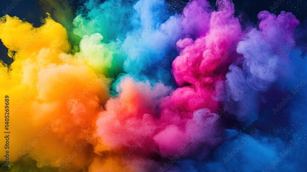 Fototapeta premium Rainbow Smoke Explosion: A Vivid Symphony of Colors