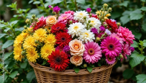 Vibrant Floral Arrangement Garden Photography Natural Setting Close-Up Seasonal Beauty