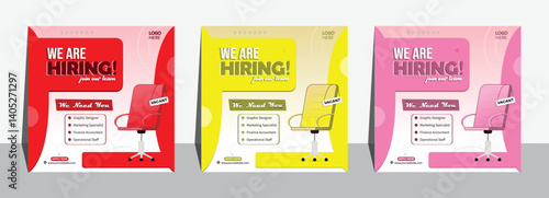 We are hiring job vacancy social media post banner design template. We are hiring job vacancy square web banner design. Set of Hiring banner.