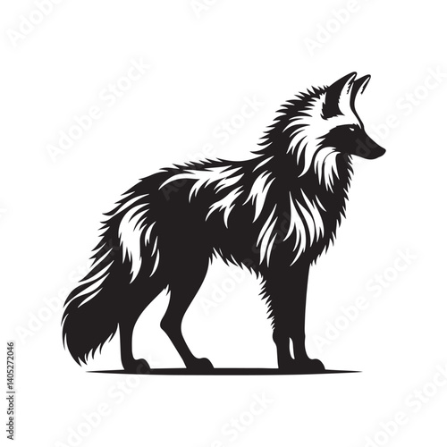 Minimalist Maned Wolf Vector Art - Maned Wolf Silhouette - Illustration of Maned Wolf - Maned wolf Design.