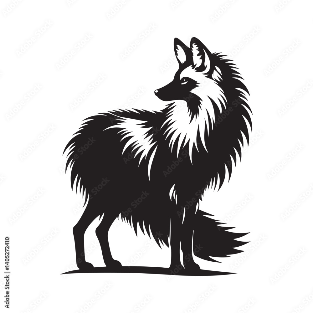 Fototapeta premium Minimalist Maned Wolf Vector Art - Maned Wolf Silhouette - Illustration of Maned Wolf - Maned wolf Design.