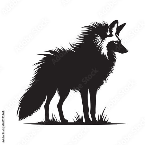 Minimalist Maned Wolf Vector Art - Maned Wolf Silhouette - Illustration of Maned Wolf - Maned wolf Design.