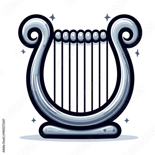 Classical harp with elegant strings, orchestral instrument. Ideal for classical music performances, orchestral equipment, musical education, and elegant entertainment concepts.