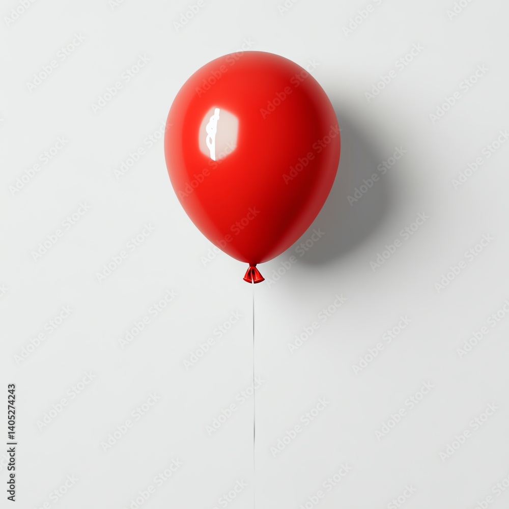 Minimal red balloon with single white dollar sign, floating in negative space Minimal red balloon with single white dollar sign, floating in negative space