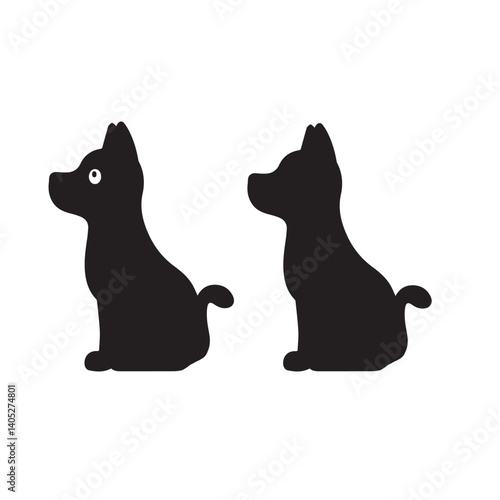 Cute Cartoon Dog Sitting - Simple dog silhouette art