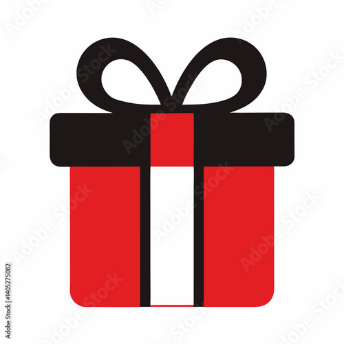 Gift box with bow vector icon on white