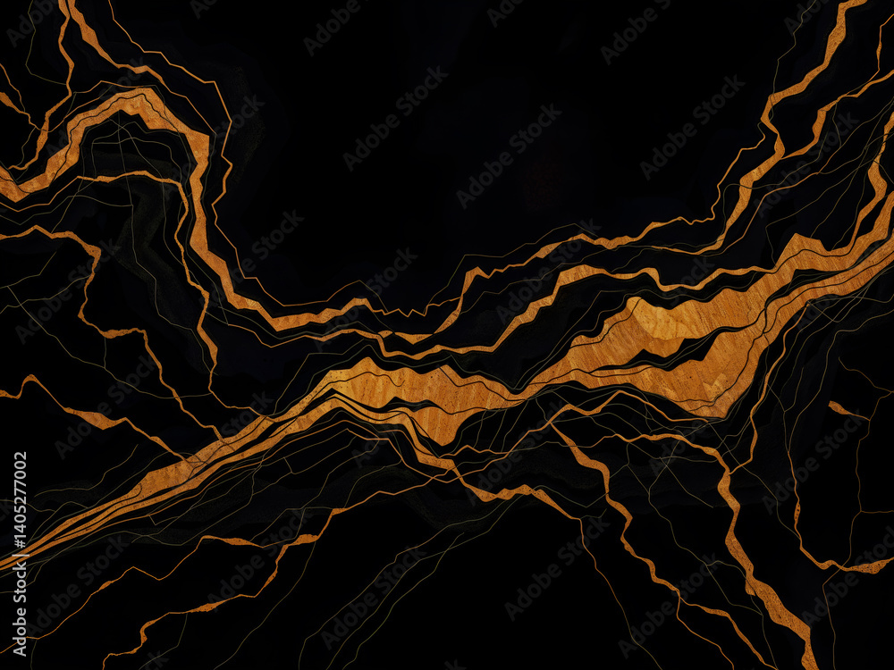Luxurious black marble texture with gold veins, perfect for backgrounds and design. Generative AI