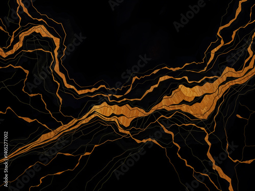 Obraz na płótnie Luxurious black marble texture with gold veins, perfect for backgrounds and design. Generative AI w salonie