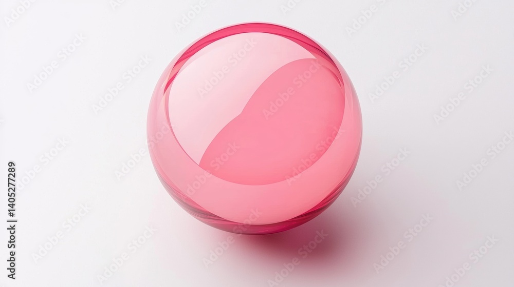 A pink glass sphere with a reflective surface. A pink glass sphere with a reflective surface.