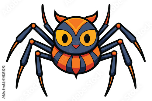 Halloween spider doodle on white background.