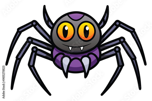 Halloween spider doodle on white background.