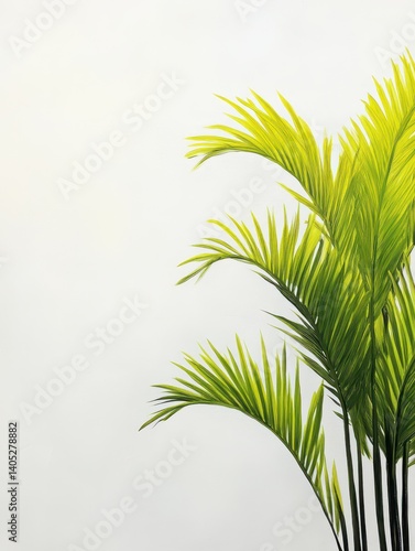 Minimalist tropical wedding invitation with palm fronds and simple design