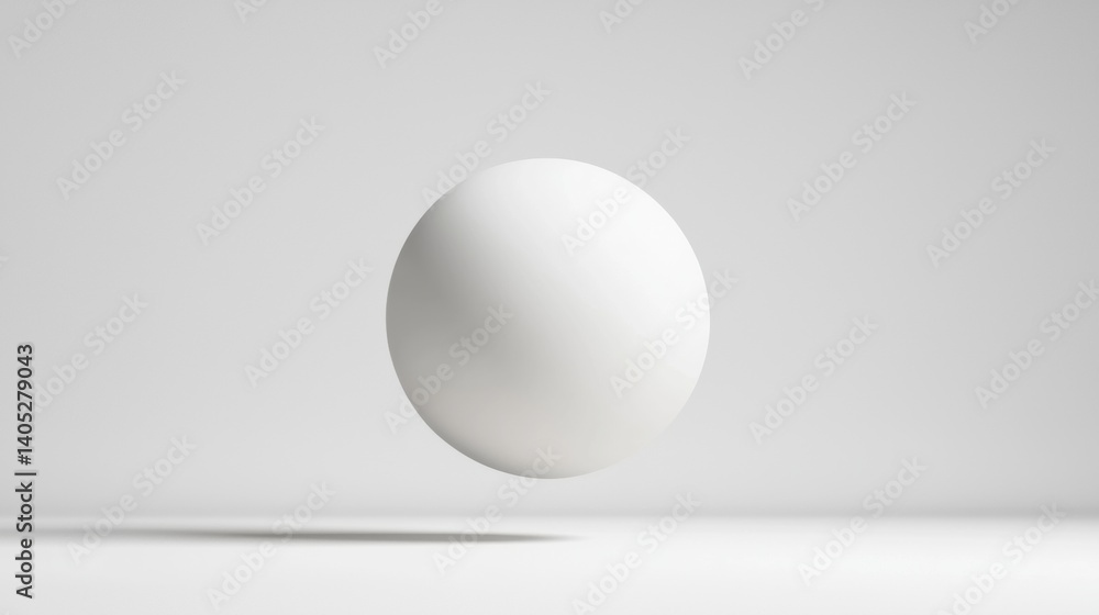 A white sphere is suspended in mid-air against a plain gray background. A white sphere is suspended in mid-air against a plain gray background.