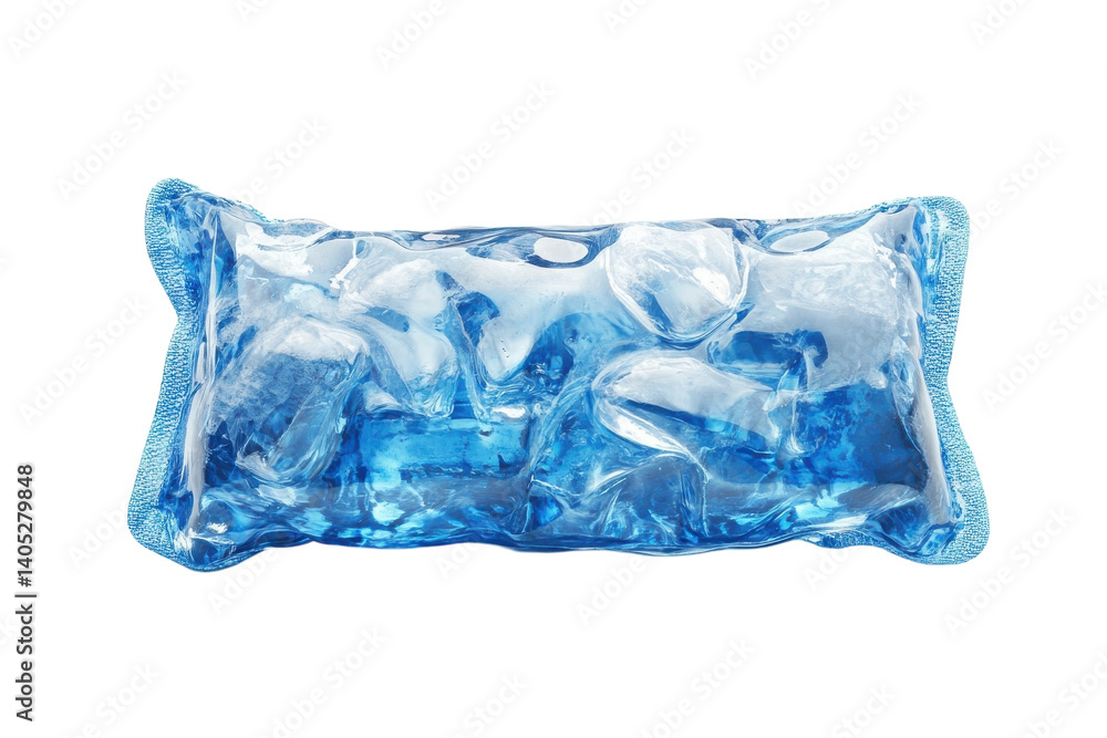 Fototapeta premium Blue gel ice pack cold compress rectangle pouch isolated on Transparent Background