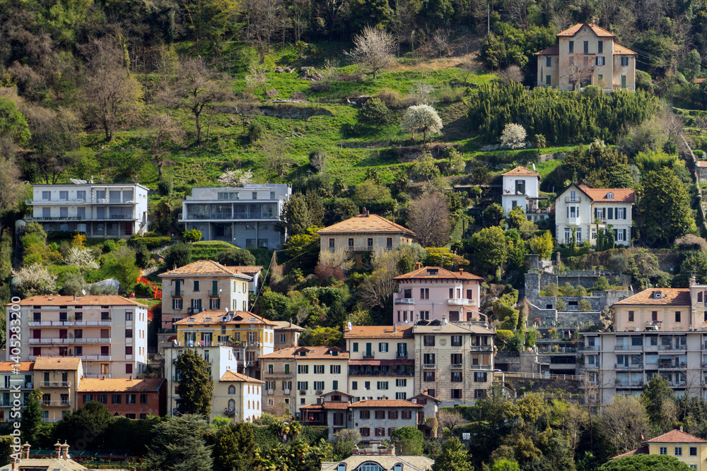 Fototapeta premium The town of Como view from the port of Como