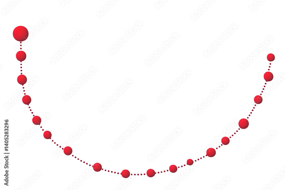 Obraz premium Abstract 3D Illustration of Red Dots Forming a Curve on Transparent Background