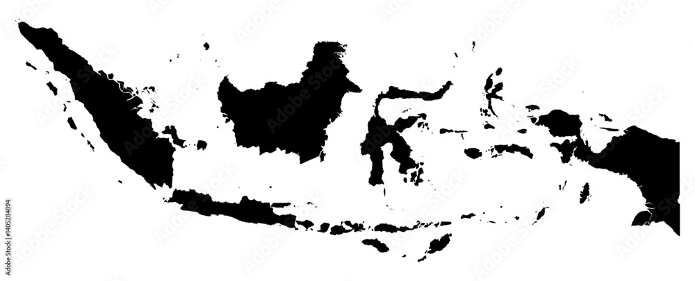 Obraz premium Black Silhouette Indonesia Map Asian Country