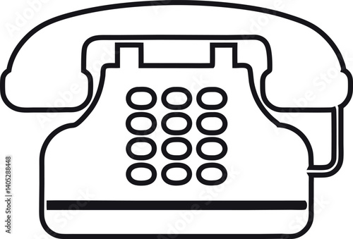 Old Telephone silhouette vector 90's,Telephone Black Line & Fill Vector Icon