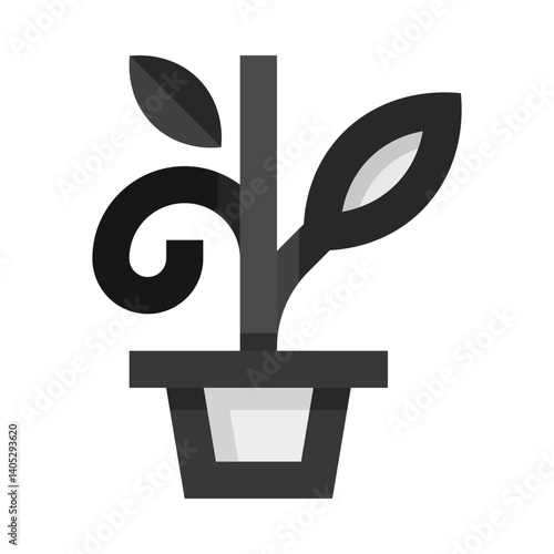 Noir Plant Pot Flat Icon