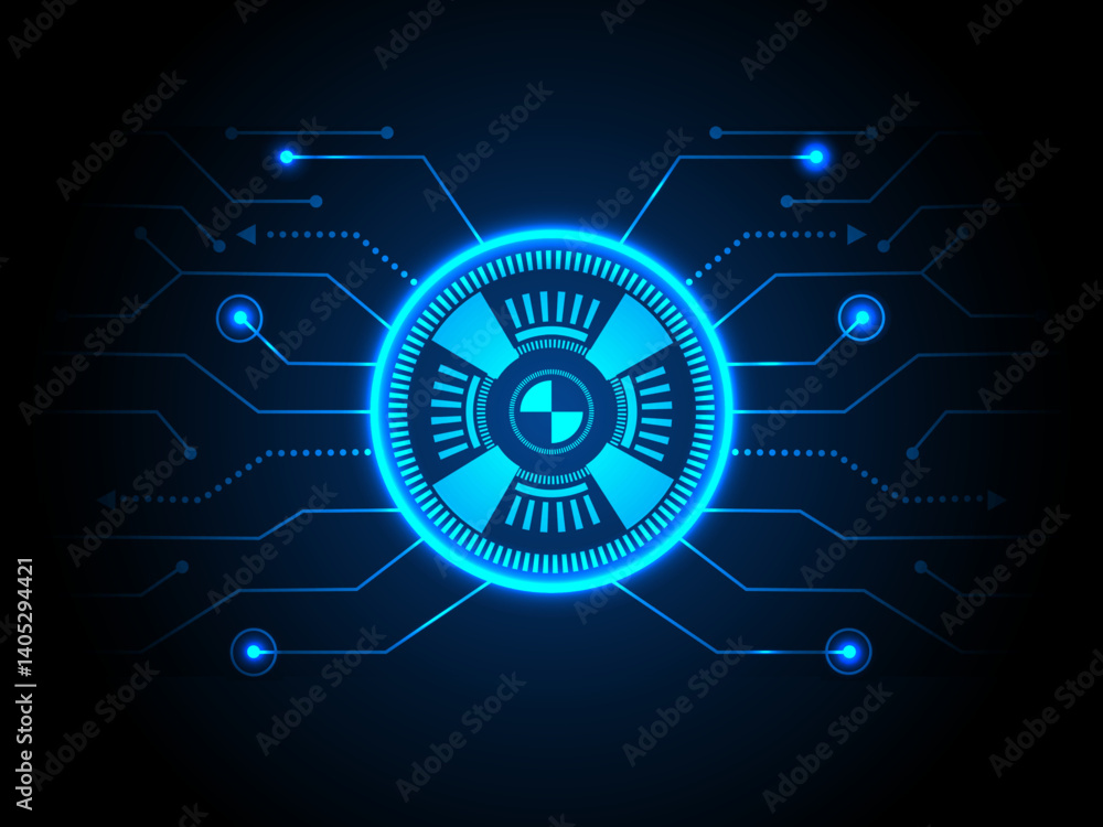 Obraz premium Artificial Intelligence Brain with Circuit Lines – AI Technology Concept Vector