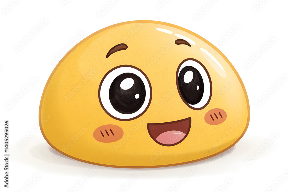 Fototapeta premium A happy yellow smiley face with a cheerful expression on a white background.