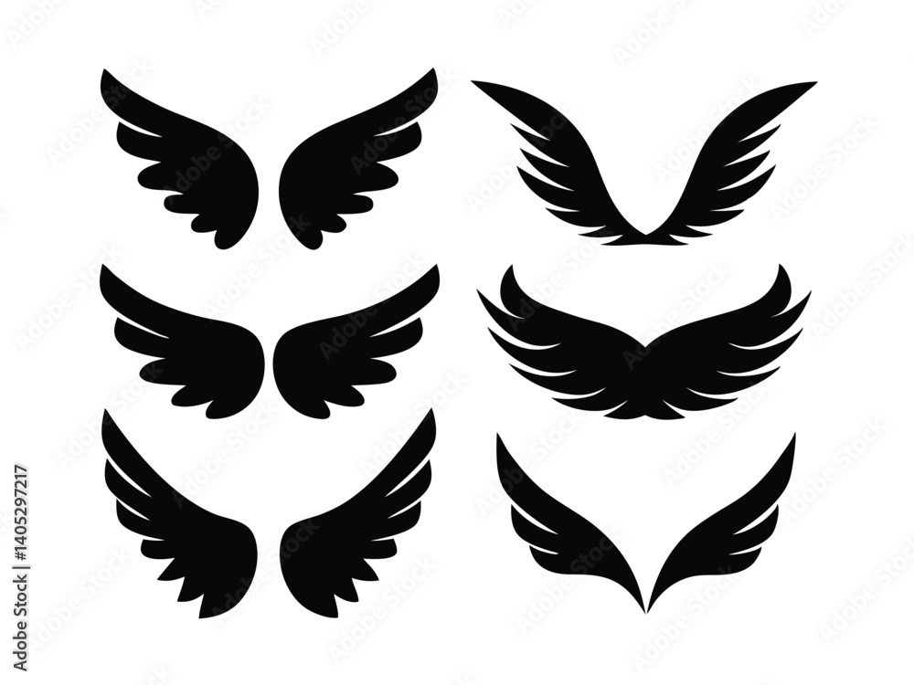 Elegant Wing Silhouette Collection - Vector Illustration Elegant Wing Silhouette Collection - Vector Illustration
