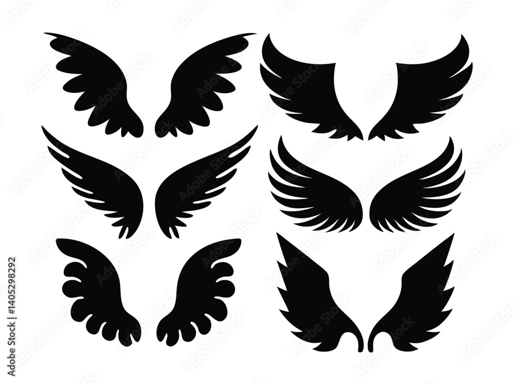 Elegant Wing Silhouette Collection - Vector Illustration Elegant Wing Silhouette Collection - Vector Illustration