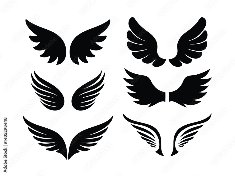 Obraz premium Elegant Wing Silhouette Collection - Vector Illustration