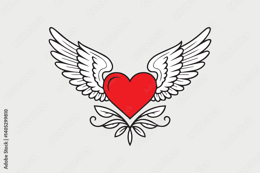 heart wings illustration vector heart wings illustration vector
