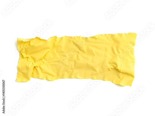 Obraz na płótnie Torn yellow paper strip on white background, perfect for design or note template. Generative AI w salonie
