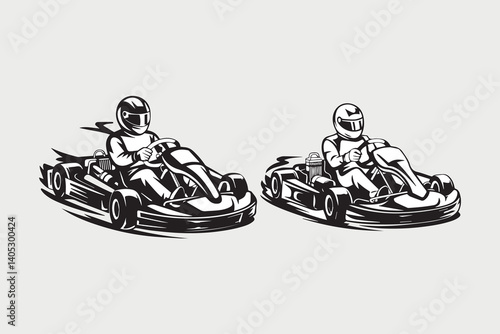 go-kart racing illustration vector