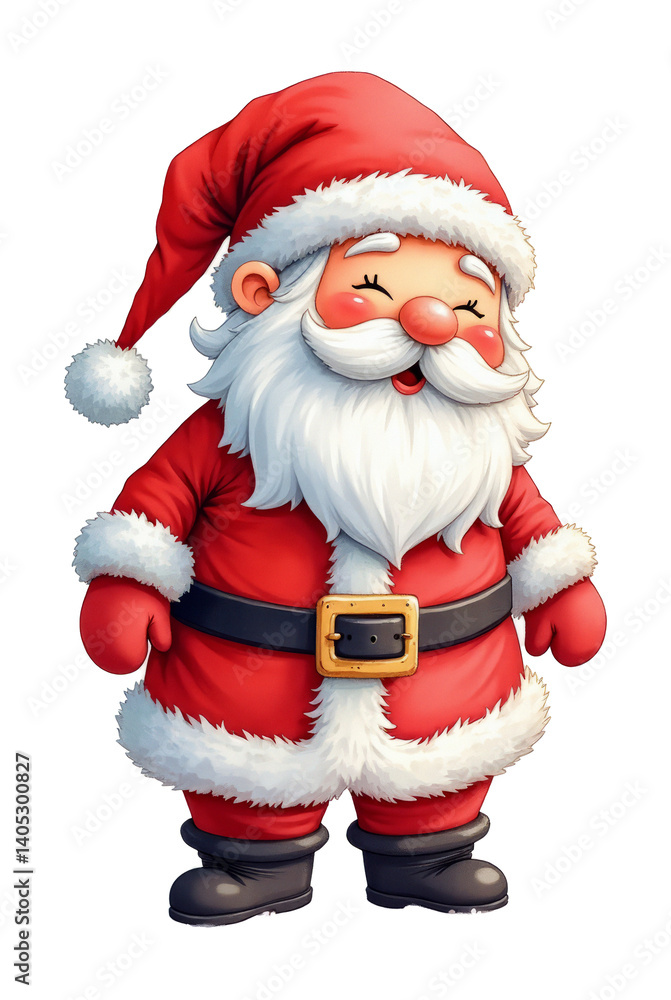 Cute cartoon Santa Claus character smiling in red suit on transparent background. Cute cartoon Santa Claus character smiling in red suit on transparent background.