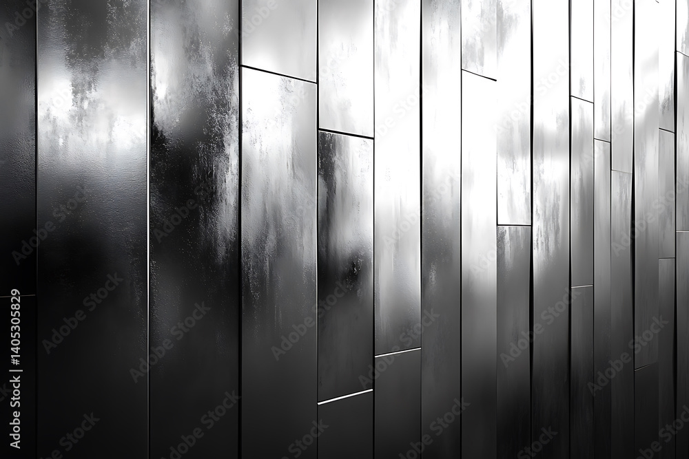 Obraz premium Abstract Dark Reflective Surfaces Vertical Panels Modern Design High Contrast Background