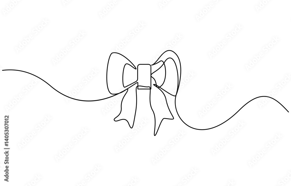 Obraz premium Gift ribbon icon Continuous one line art