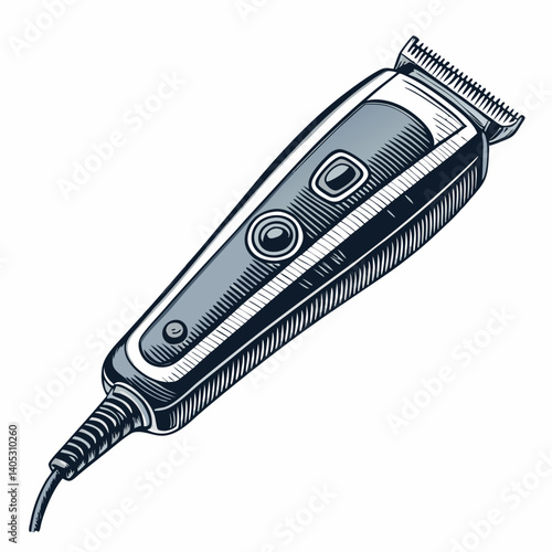 Create a vector illustration of a hair clipper with a bold, black stroke and a prominent "C" (as in "Clipper").